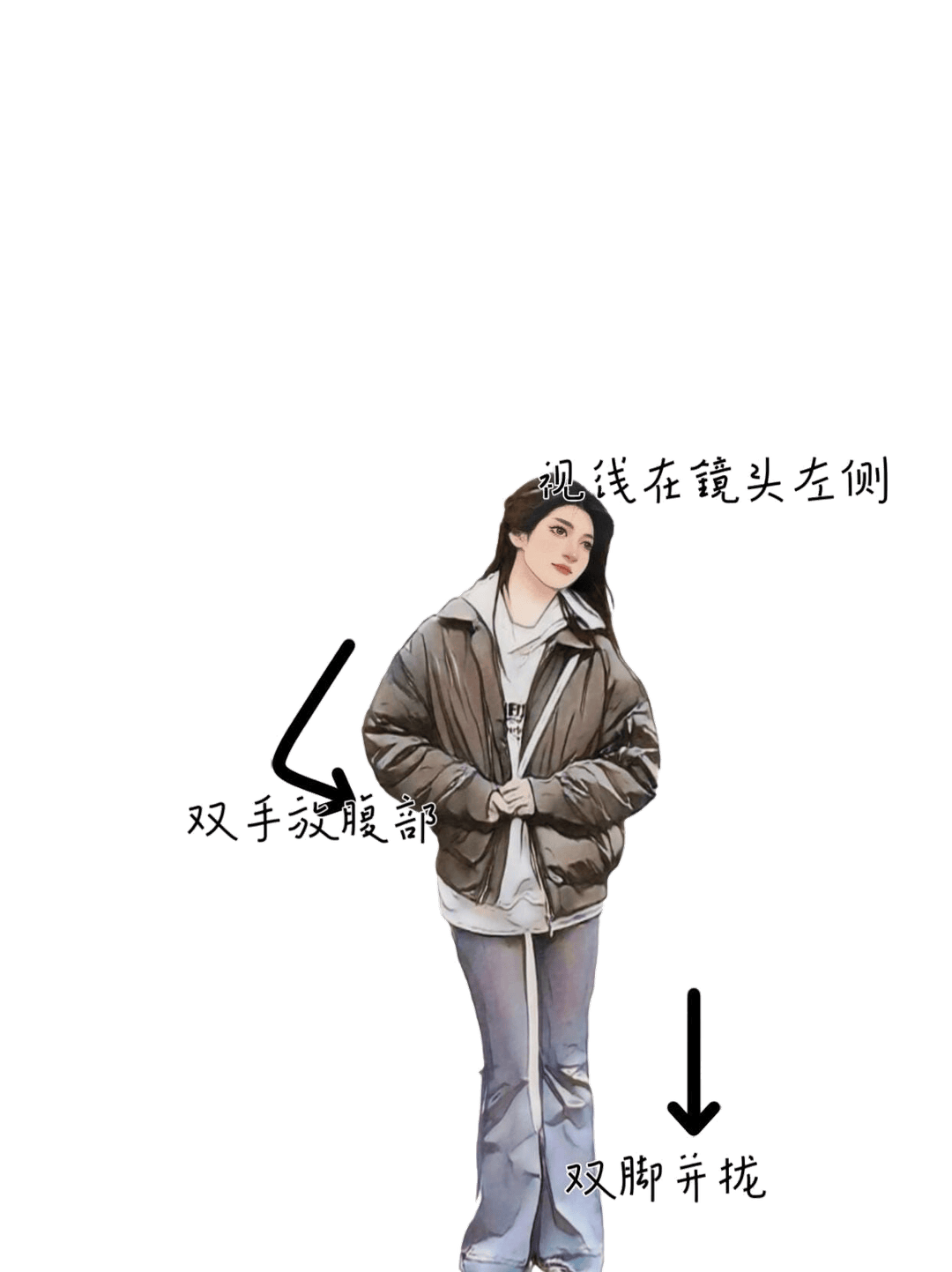 双手抱腹站姿