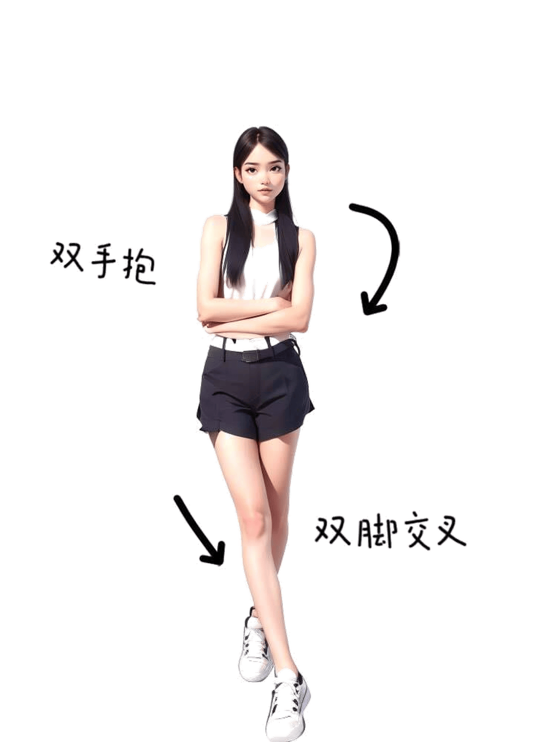 双手抱臂交叉站