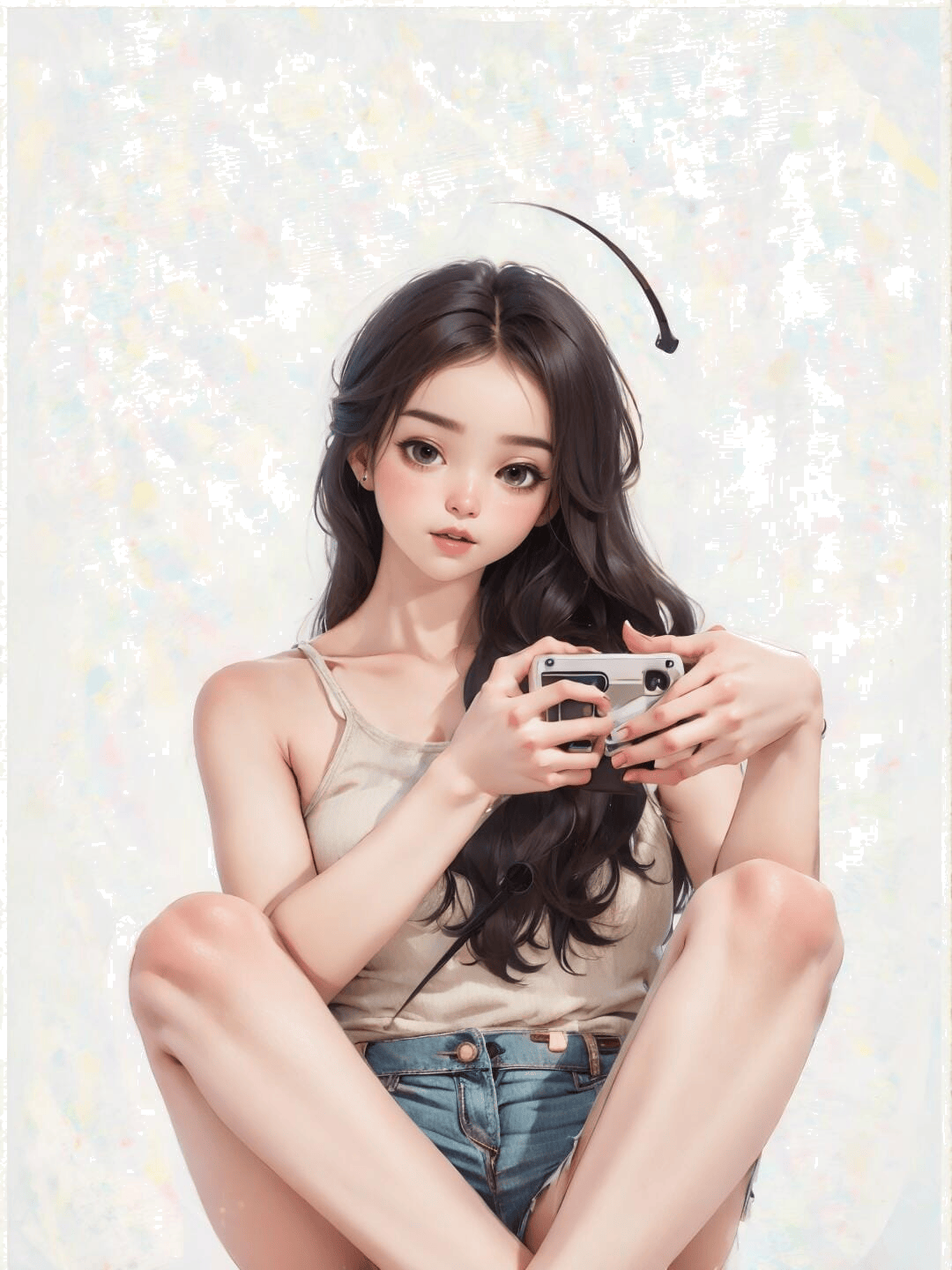双手持物坐姿