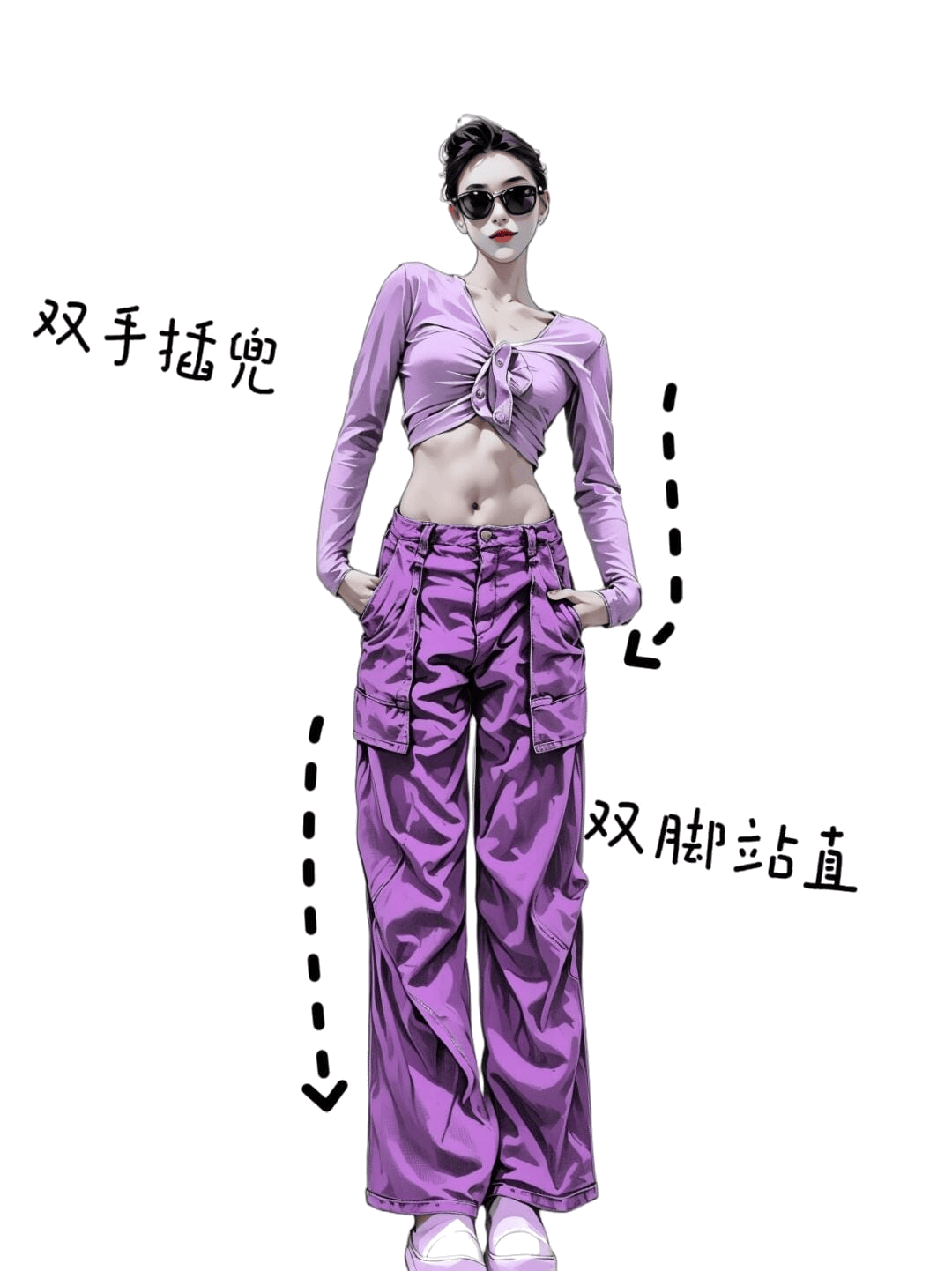 双手插兜直立式