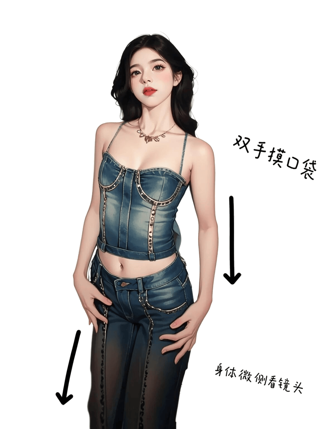 双手插兜站姿