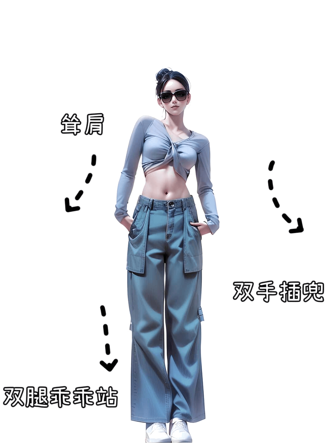 双手插兜耸肩站