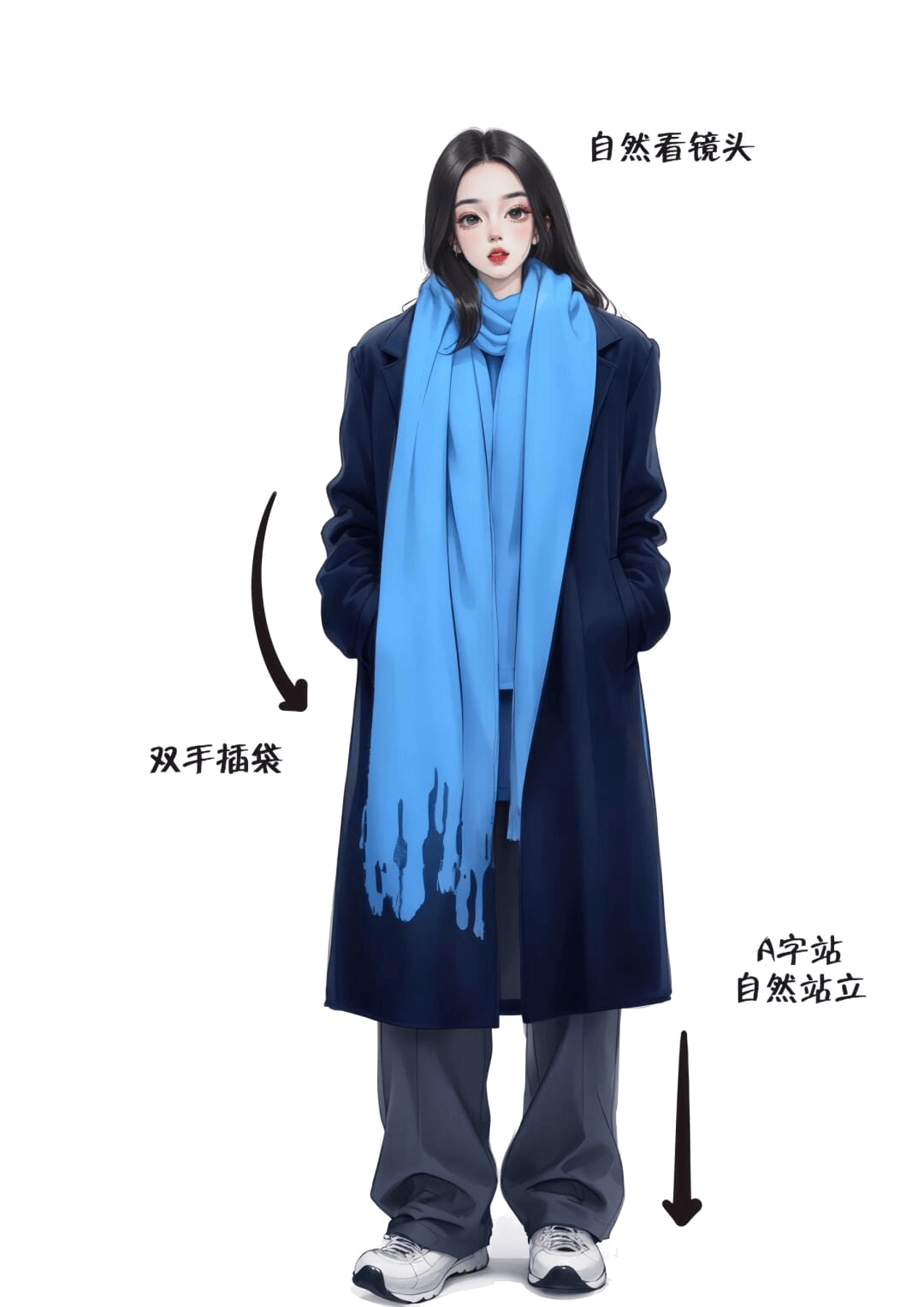 双手插袋站立