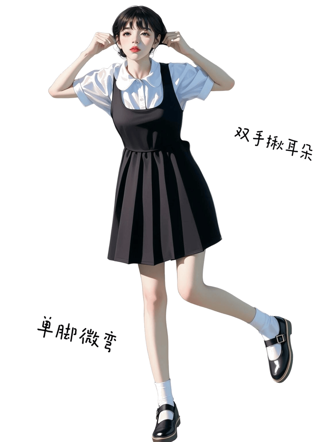 双手揪耳微蹲