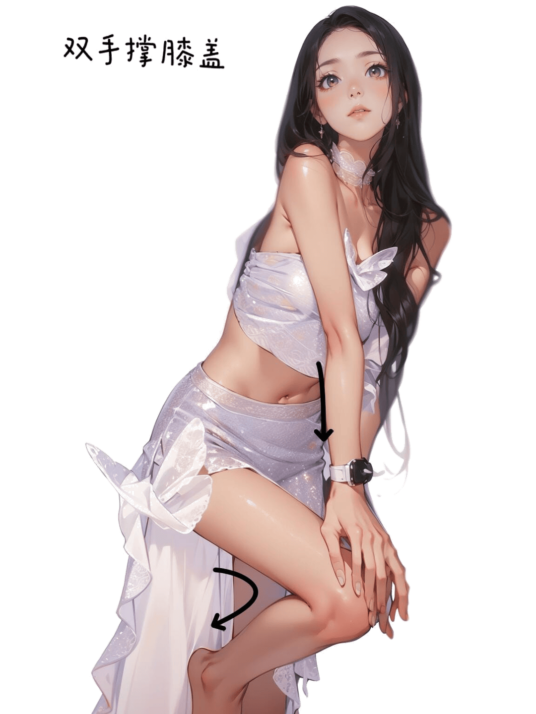 双手撑膝坐姿