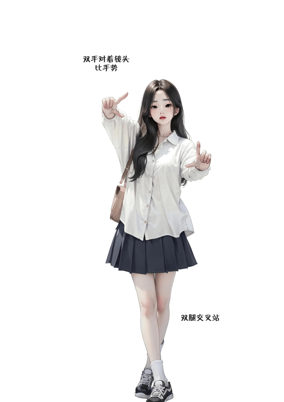 双手比划站立