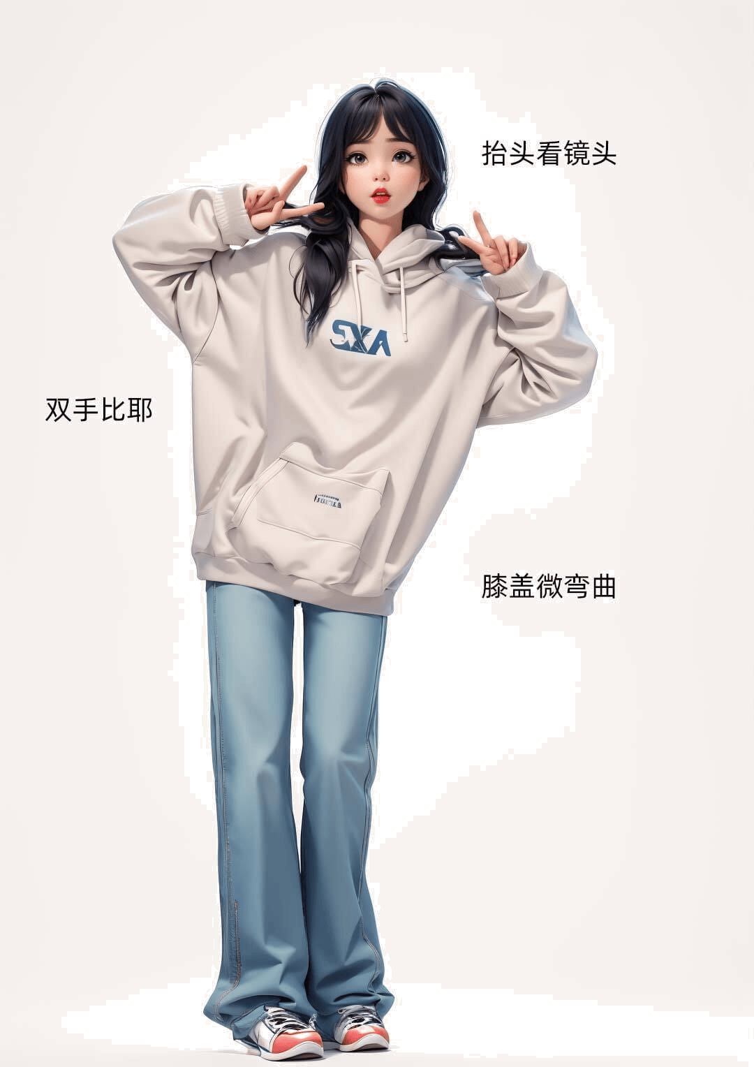 双手比耶俏皮站