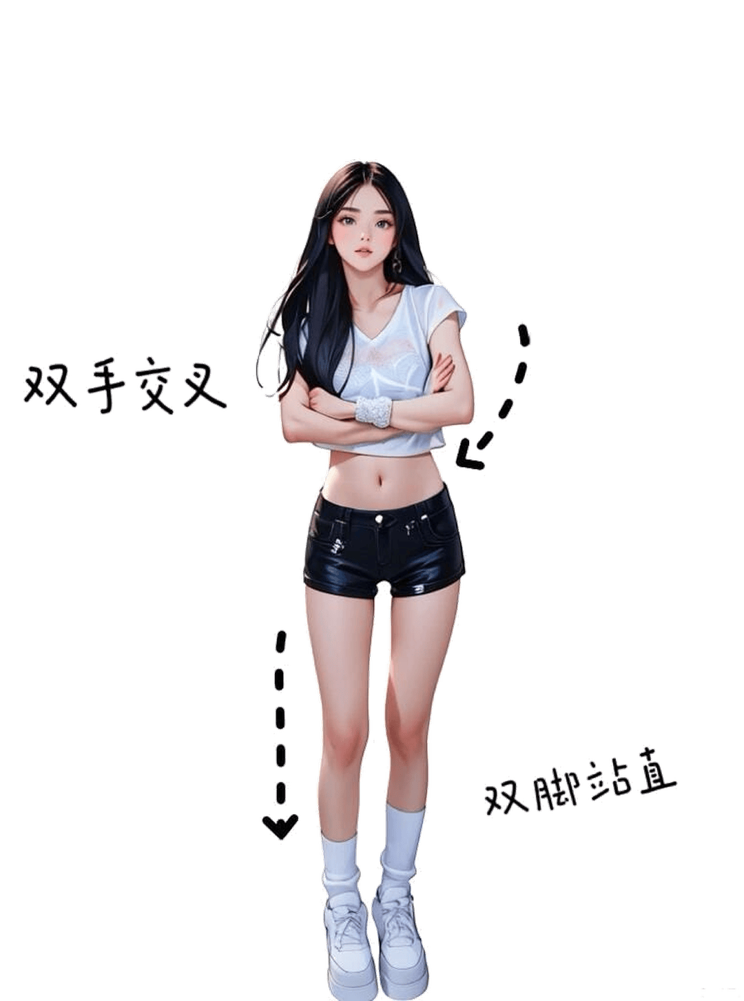 双臂交叉站姿
