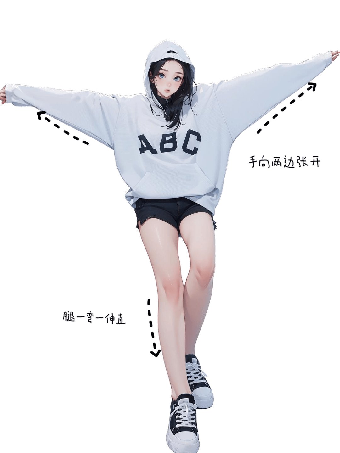 双臂舒展跳跃姿态