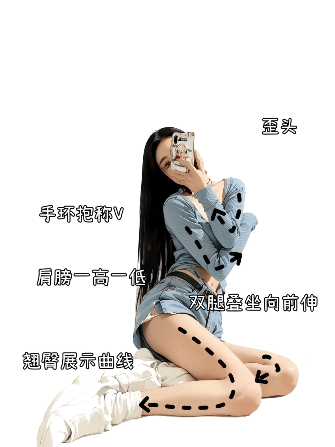 叠腿翘臀坐姿