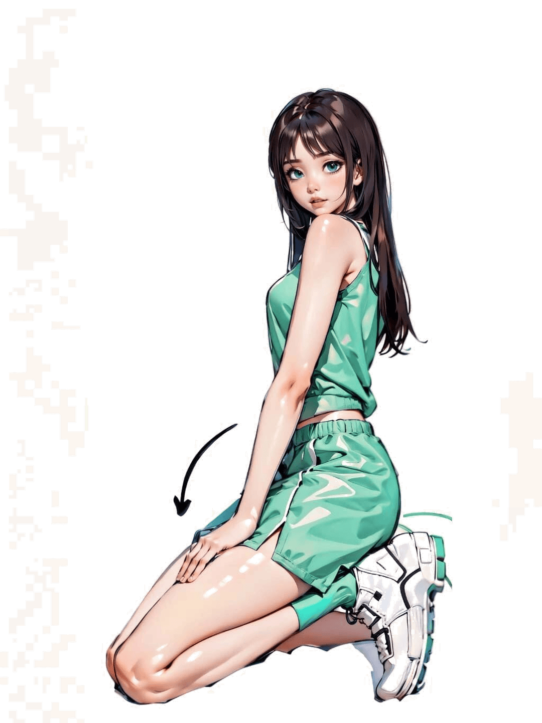 回眸跪坐姿态