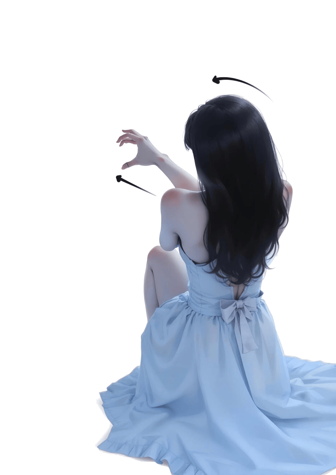 回眸轻抚发丝