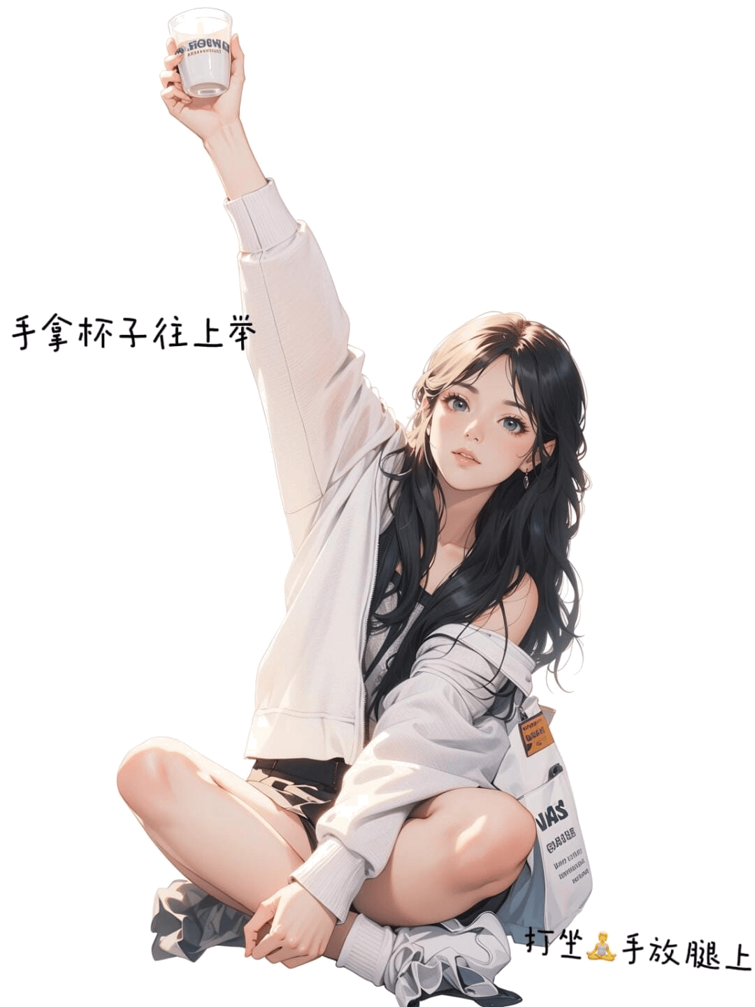 坐姿举杯欢呼
