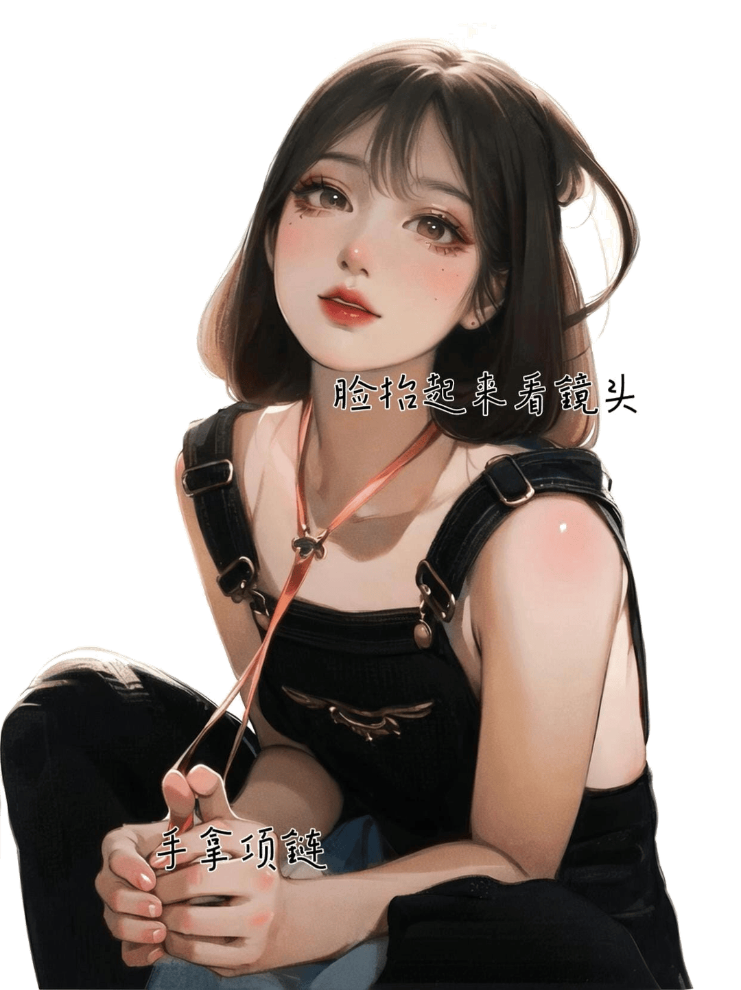 坐姿托腮凝视