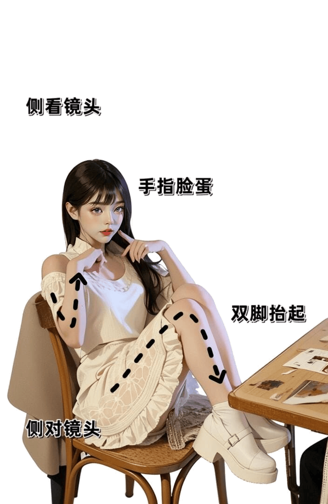 坐姿抬腿托腮