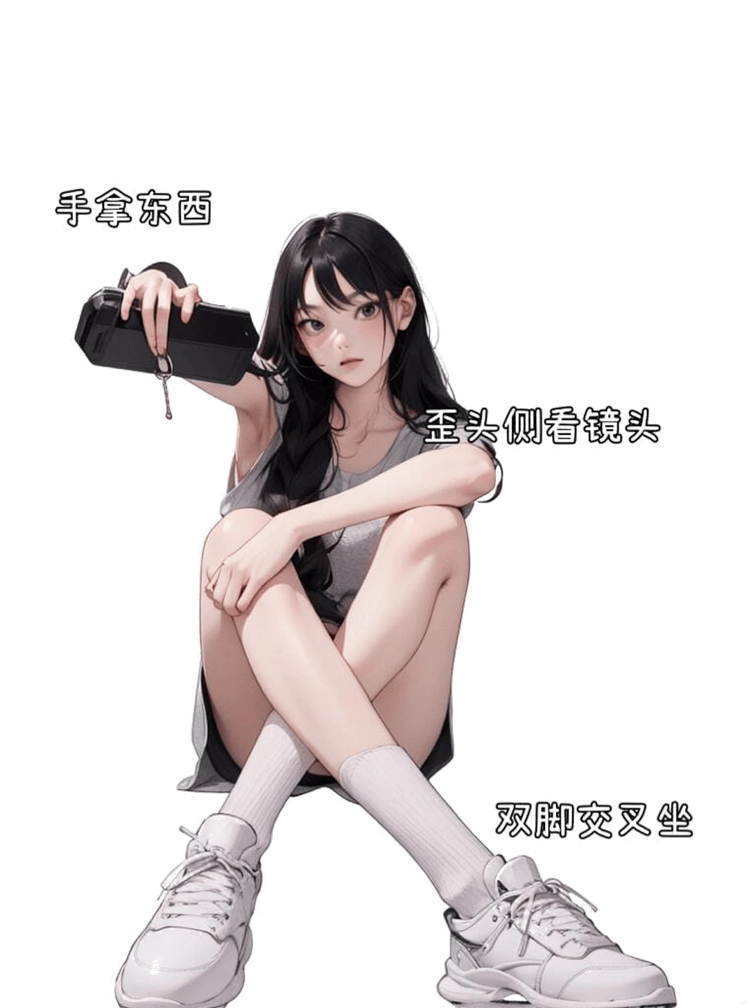 坐姿持物侧视