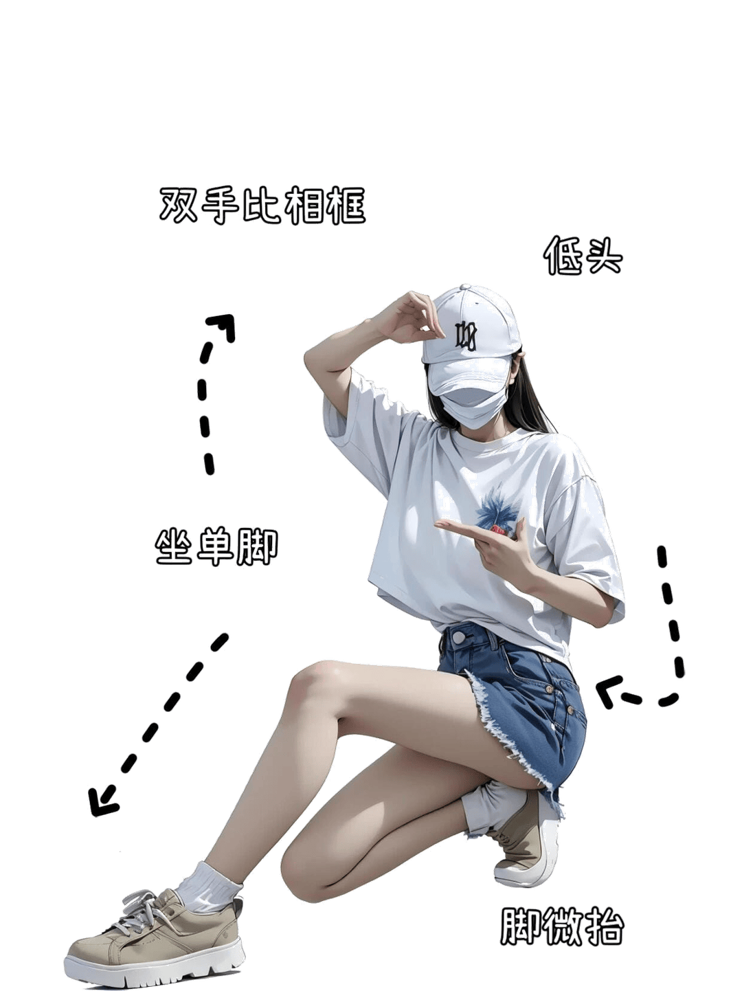 坐姿比框手势