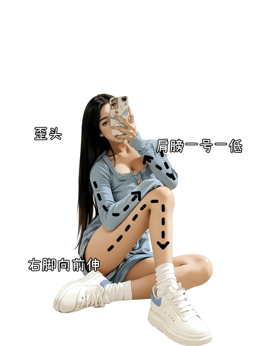 坐姿自拍姿态