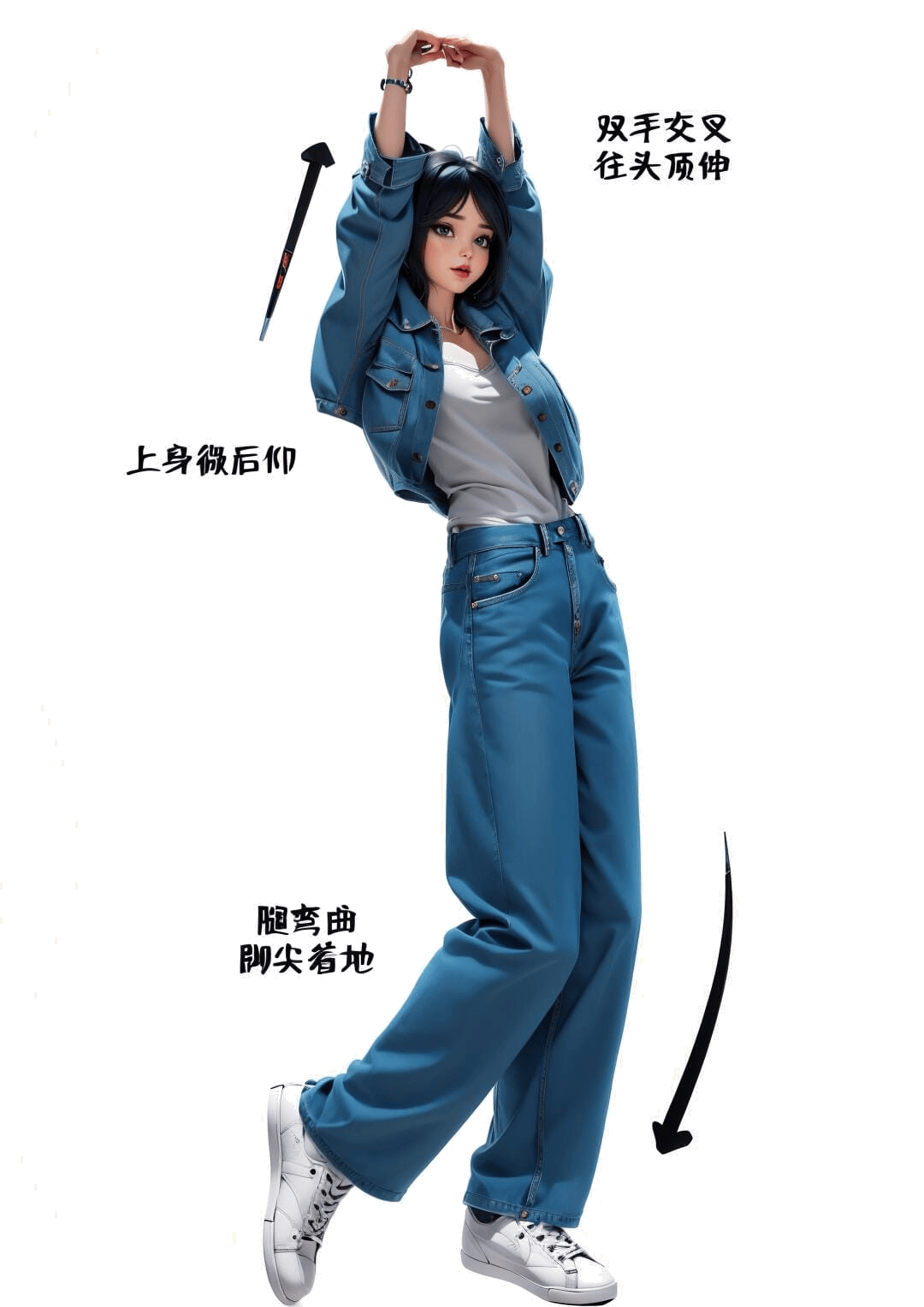 头顶伸展后仰站姿