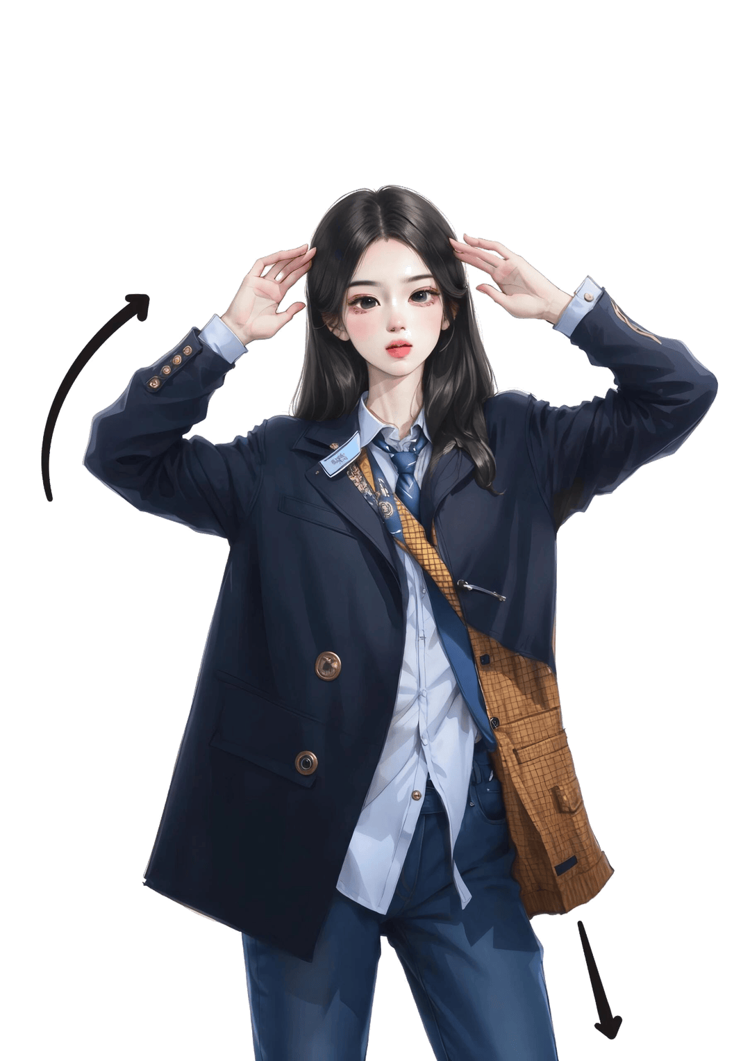 学院风双手撩发