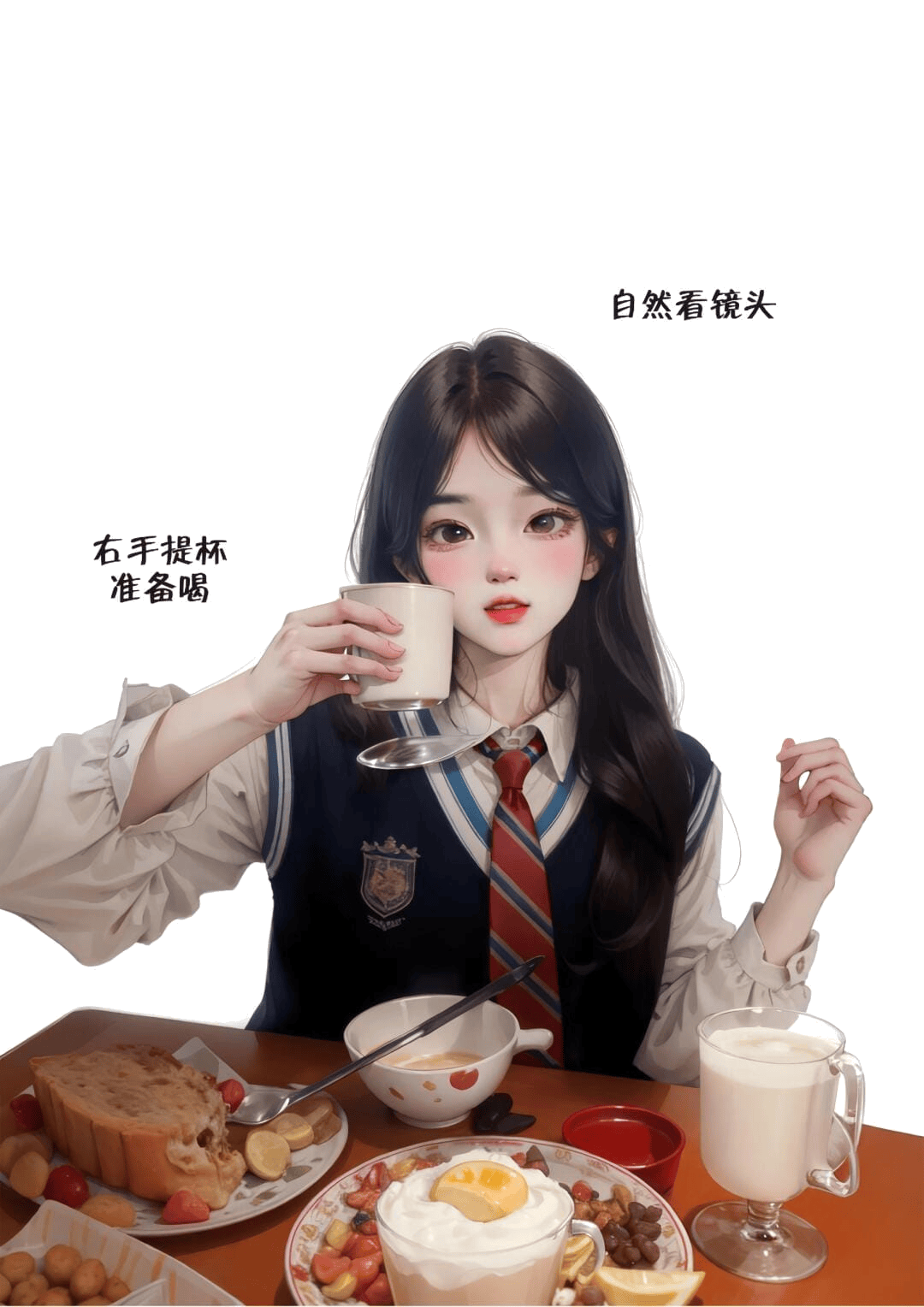 少女举杯对饮