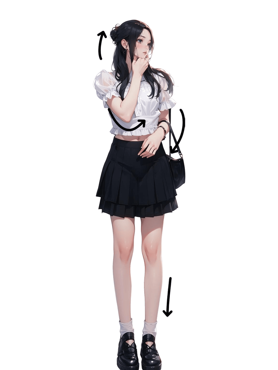 少女侧身托腮站姿