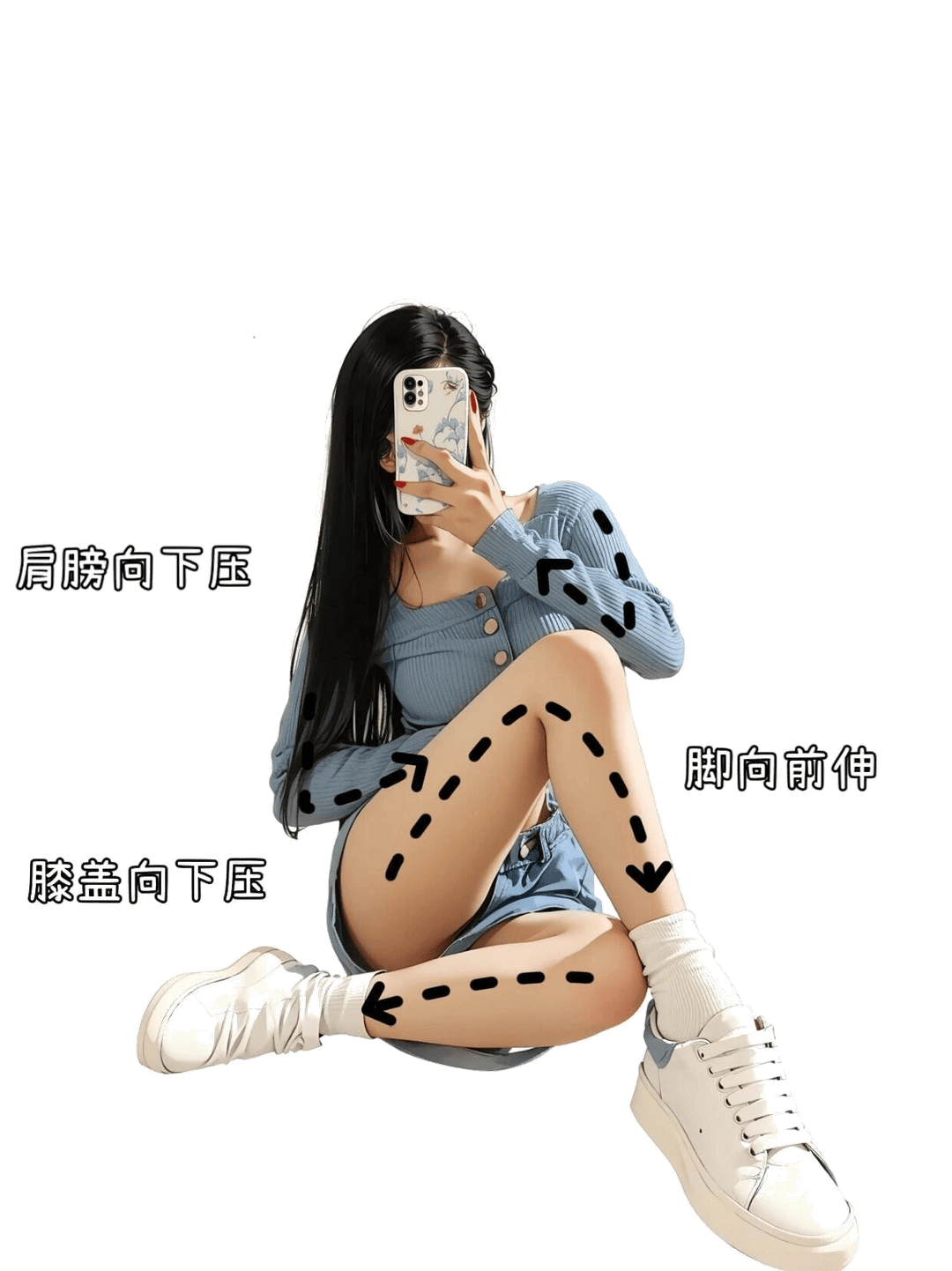 屈膝下压坐姿