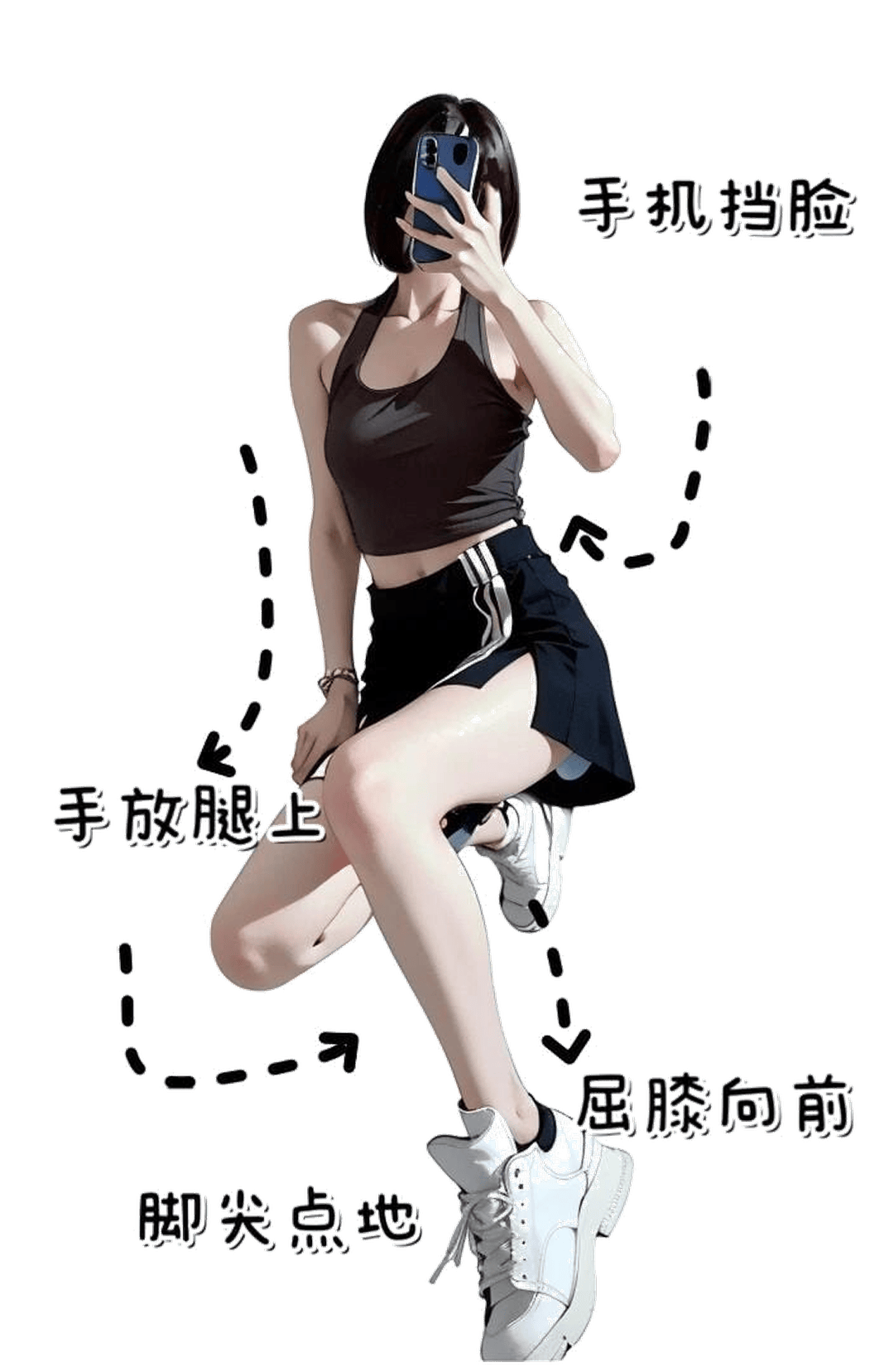 屈膝前伸摆拍