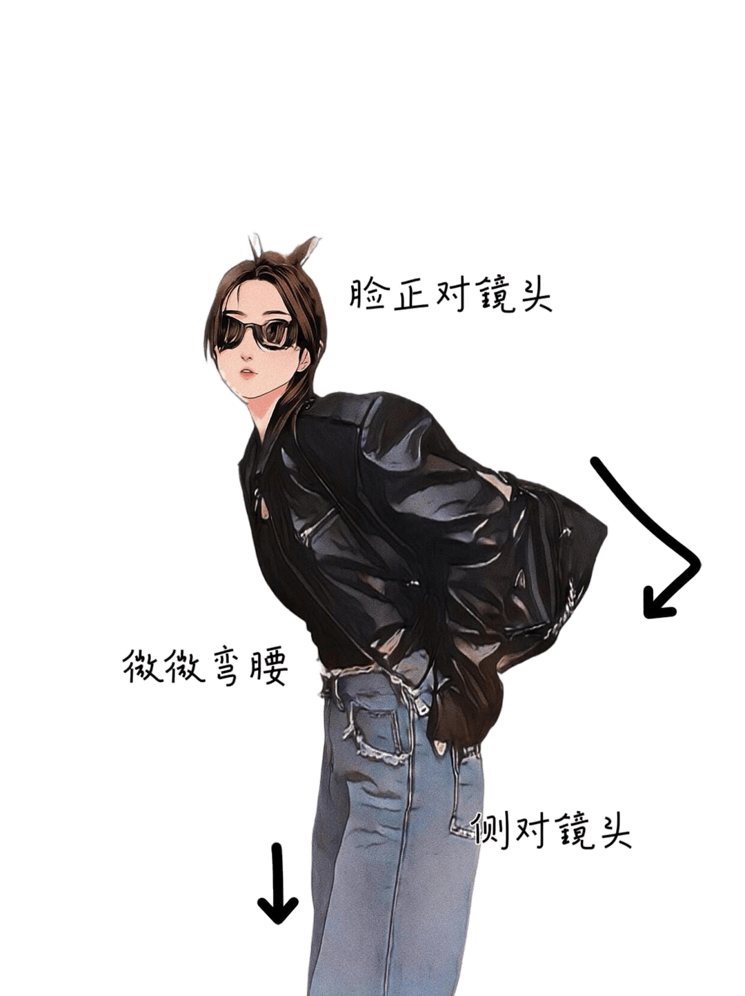 弯腰侧对镜头
