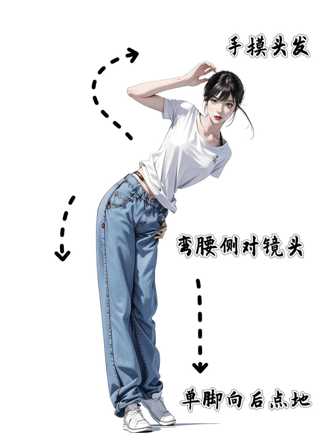 弯腰摸发单脚点地