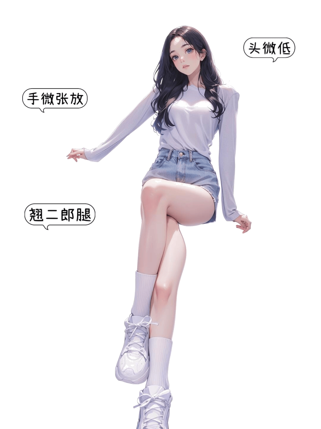微低头翘腿站立