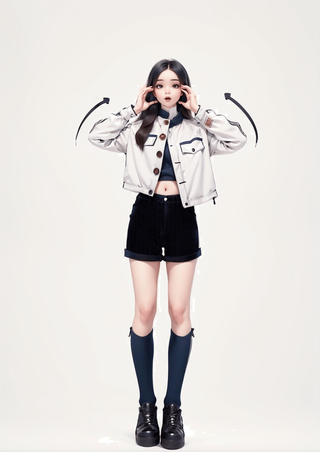 惊讶捂耳站姿