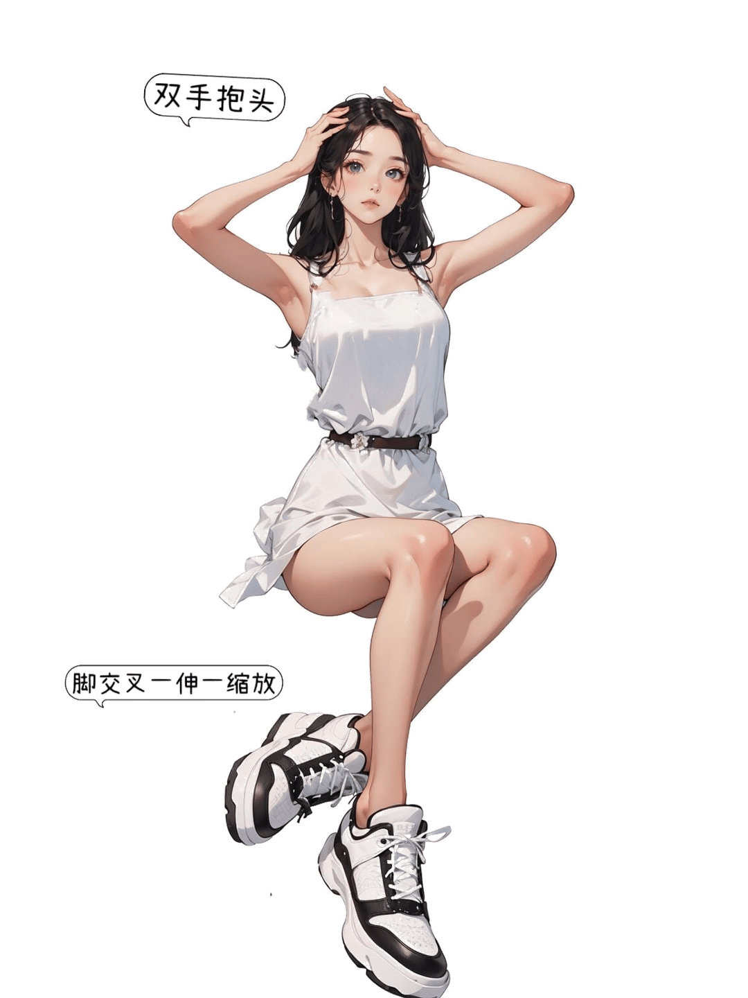 慵懒抱腿坐姿
