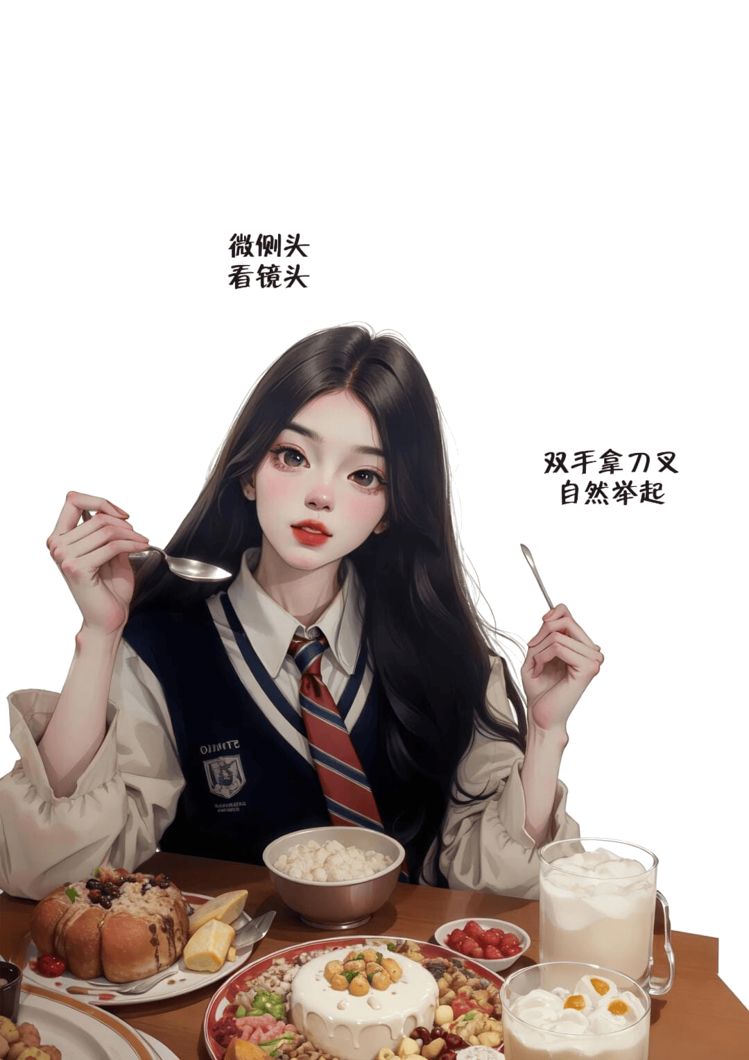 手持餐具俏皮互动