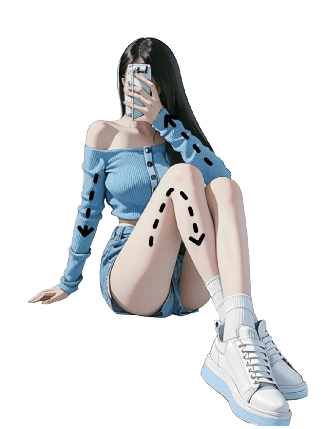 手机自拍坐姿