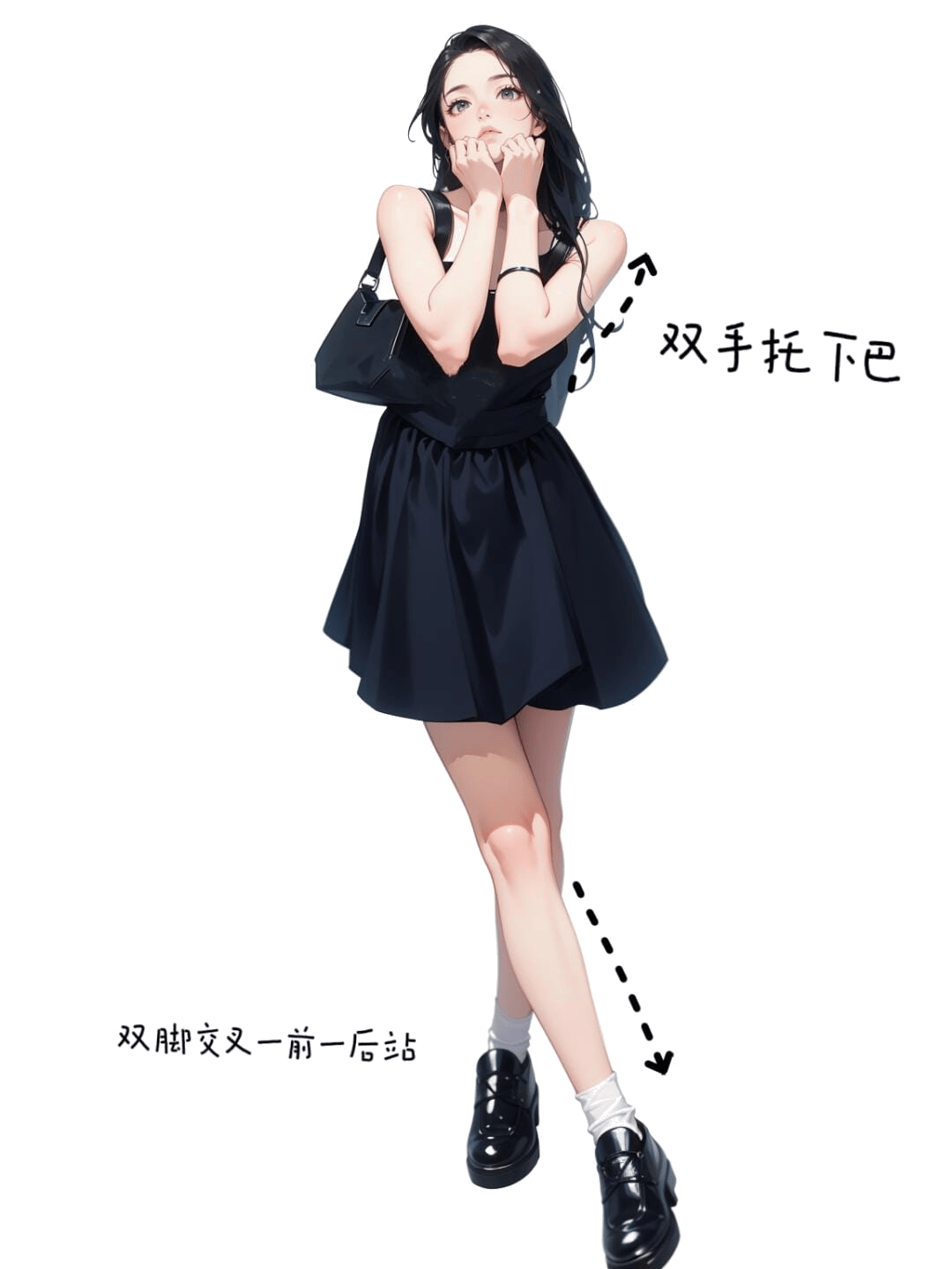 托腮交叉站姿