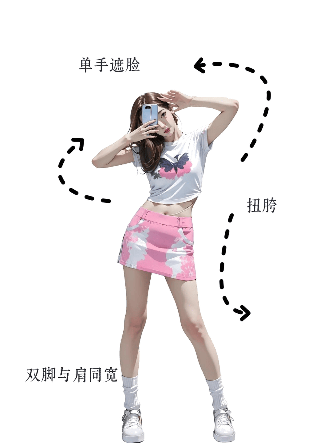 扭胯自拍姿势
