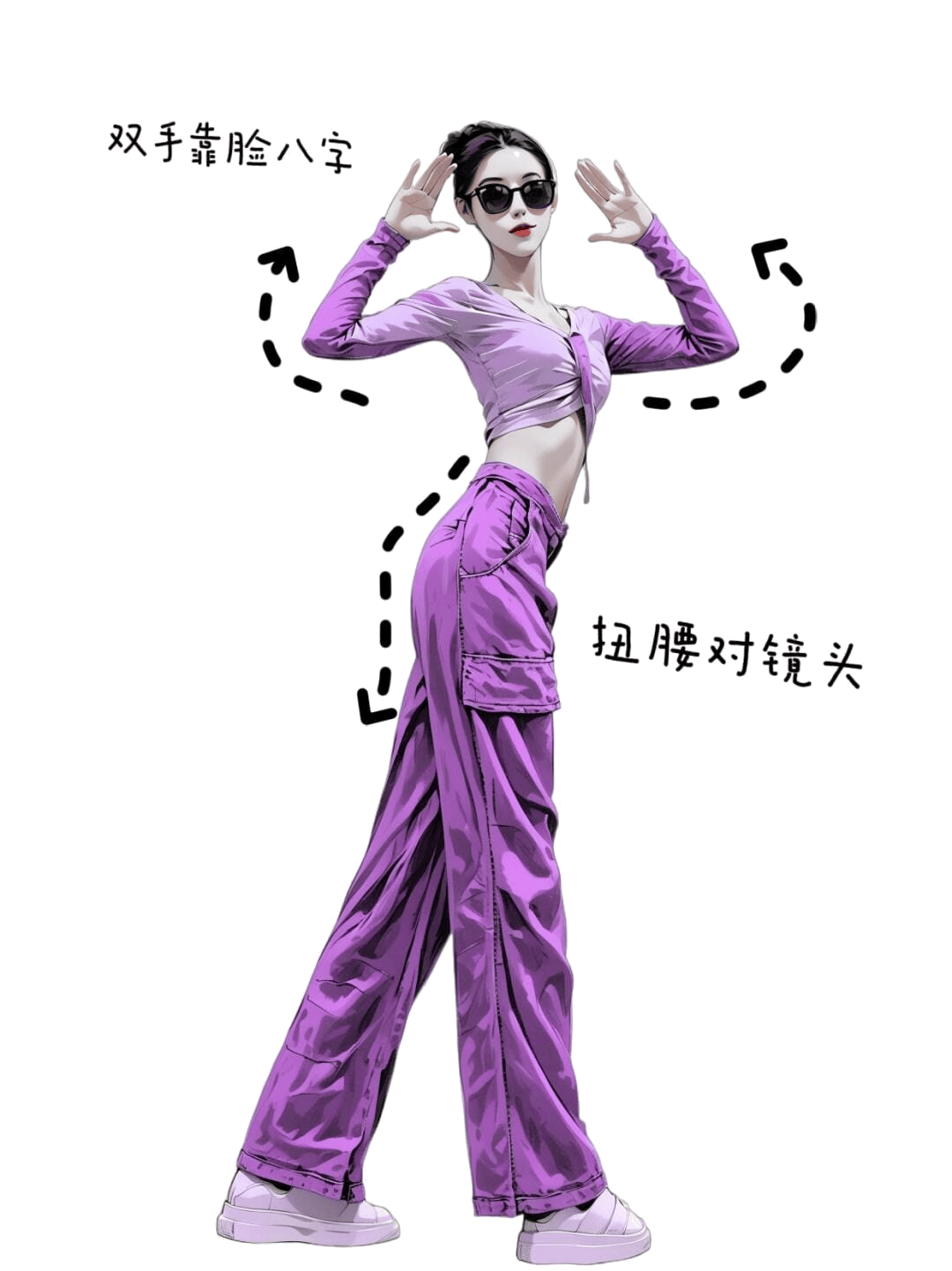扭腰对镜头八字手