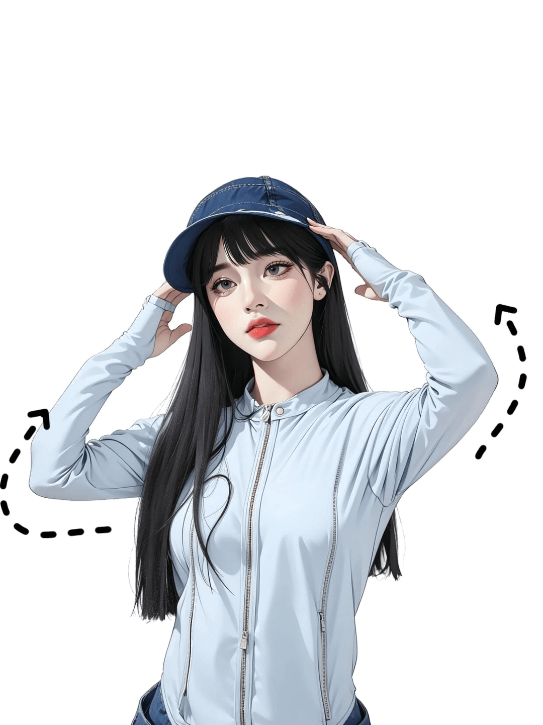 扶帽回眸姿态
