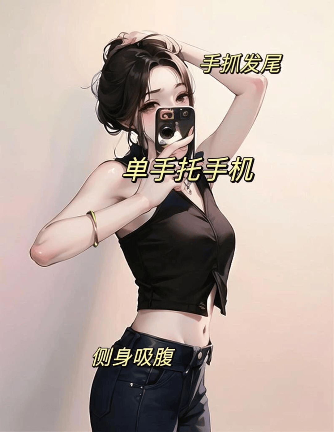 抓发尾俏皮自拍
