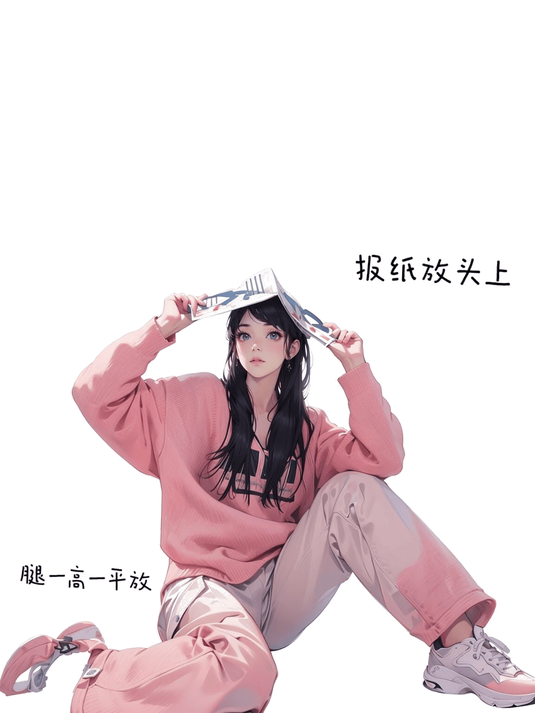 报纸遮阳坐姿
