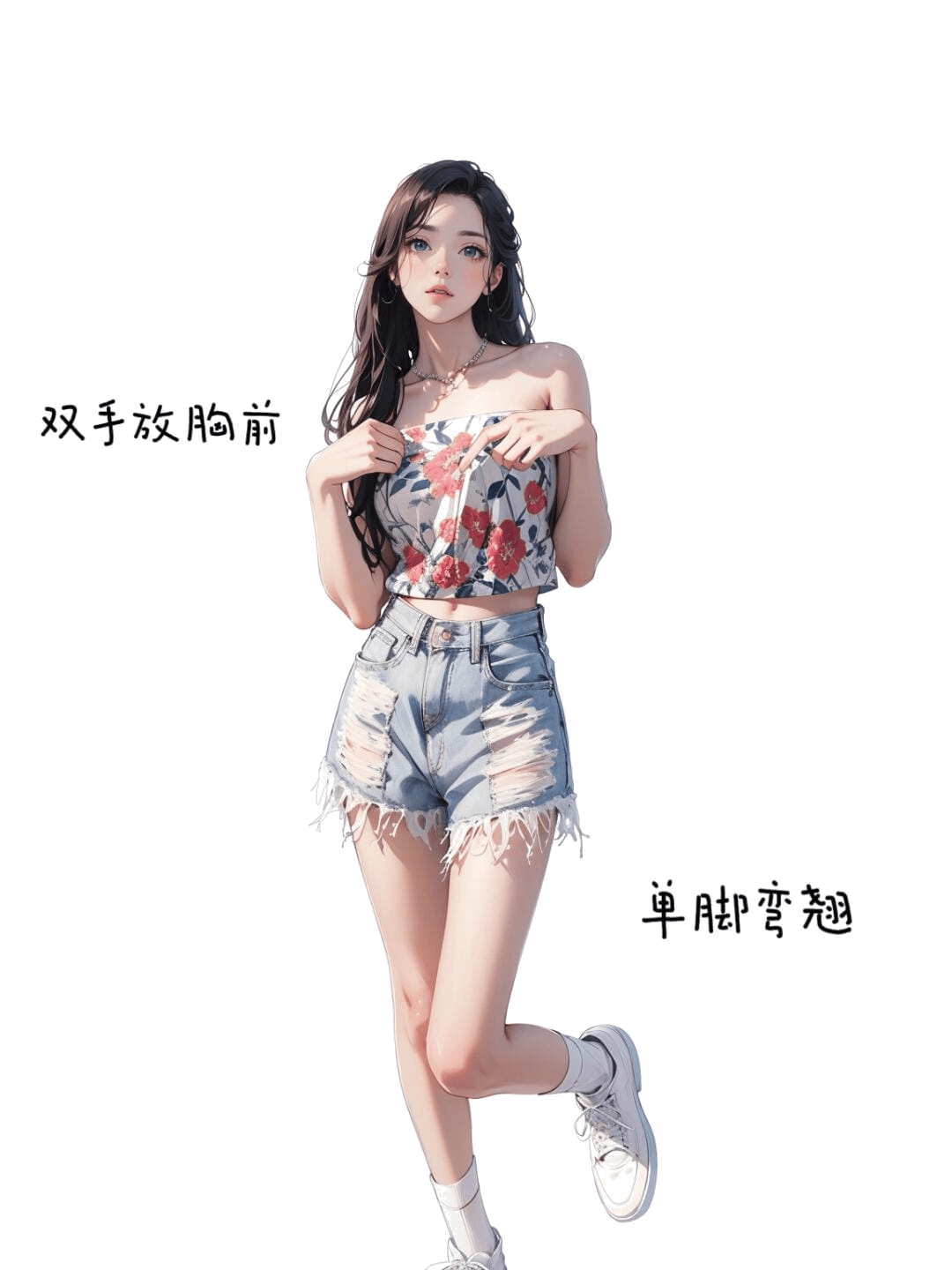 抱胸翘腿站姿