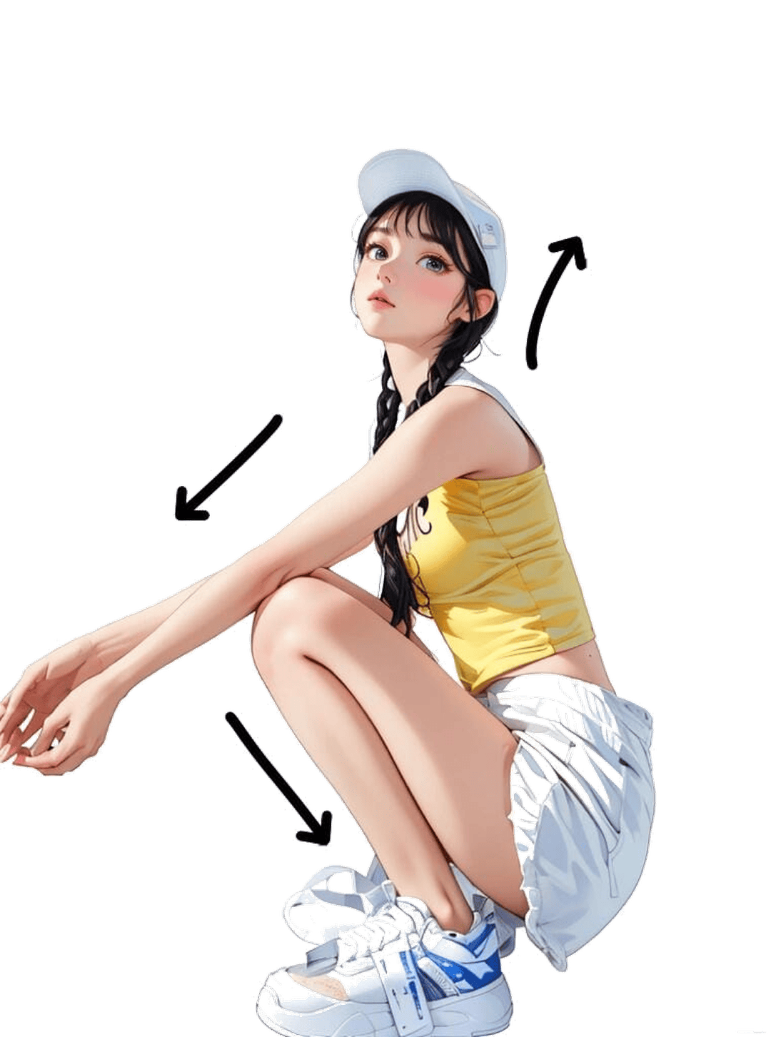 抱膝蹲坐姿态