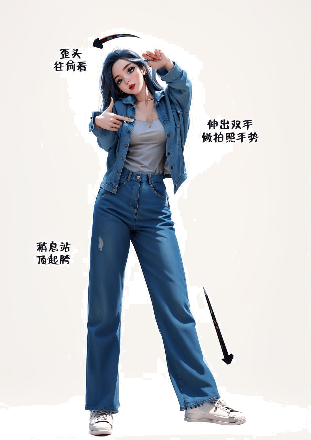 拍照手势歪头站姿