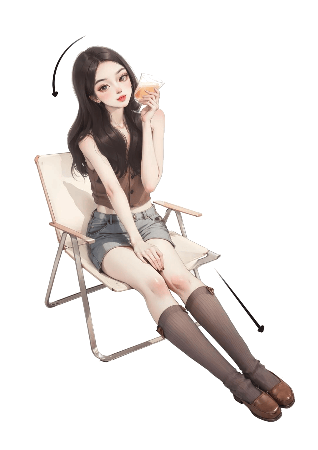 持杯回眸坐姿