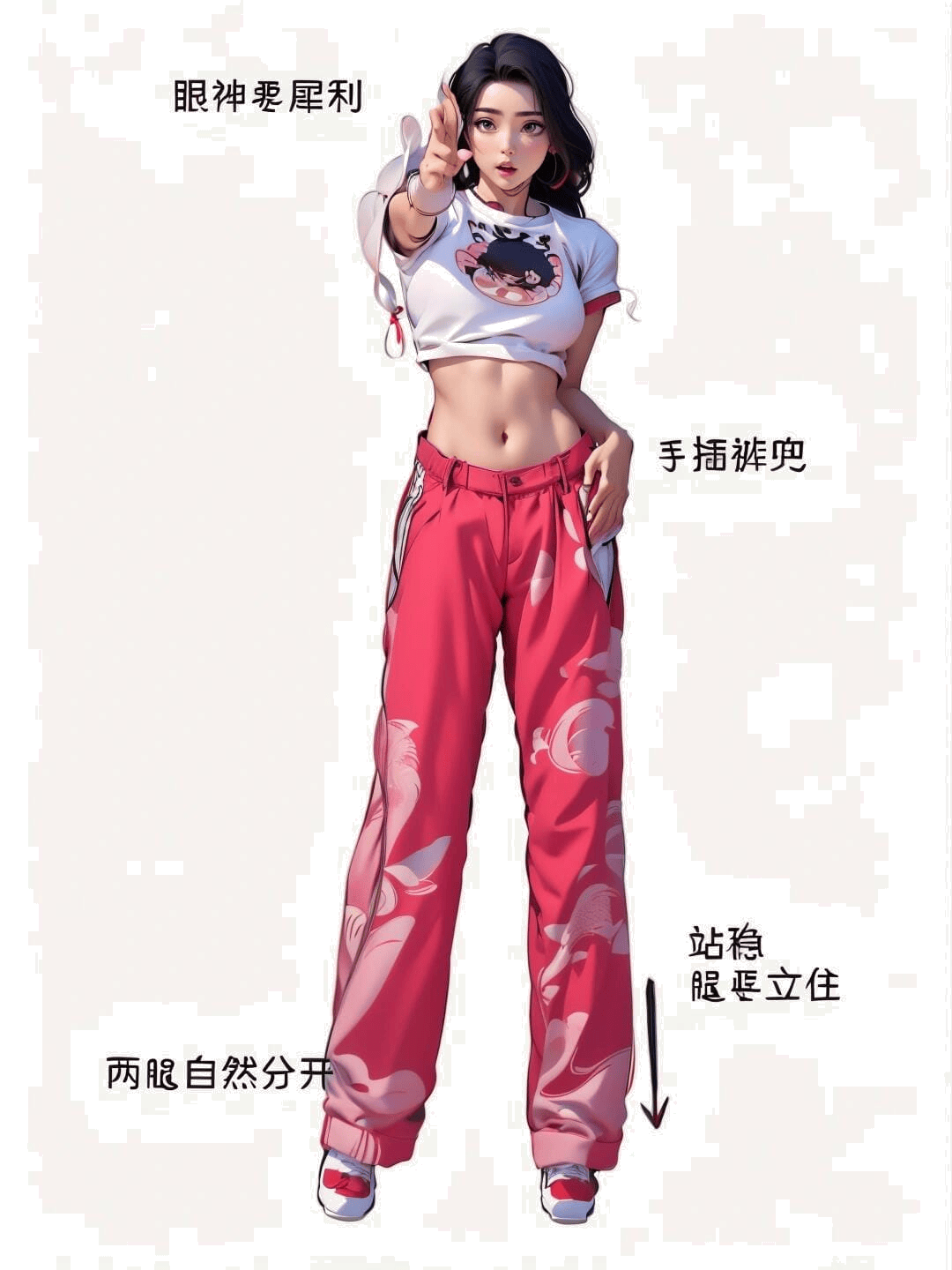 指向前方插兜