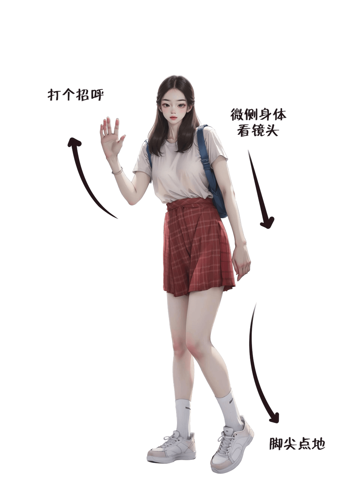 挥手打招呼姿势