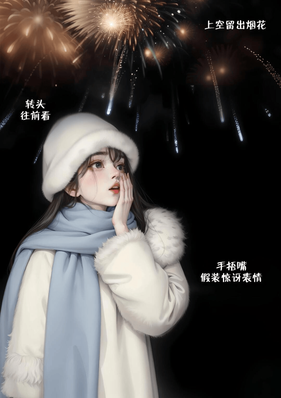捂嘴惊讶仰望