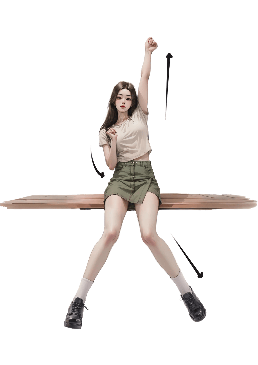 握拳欢呼坐姿