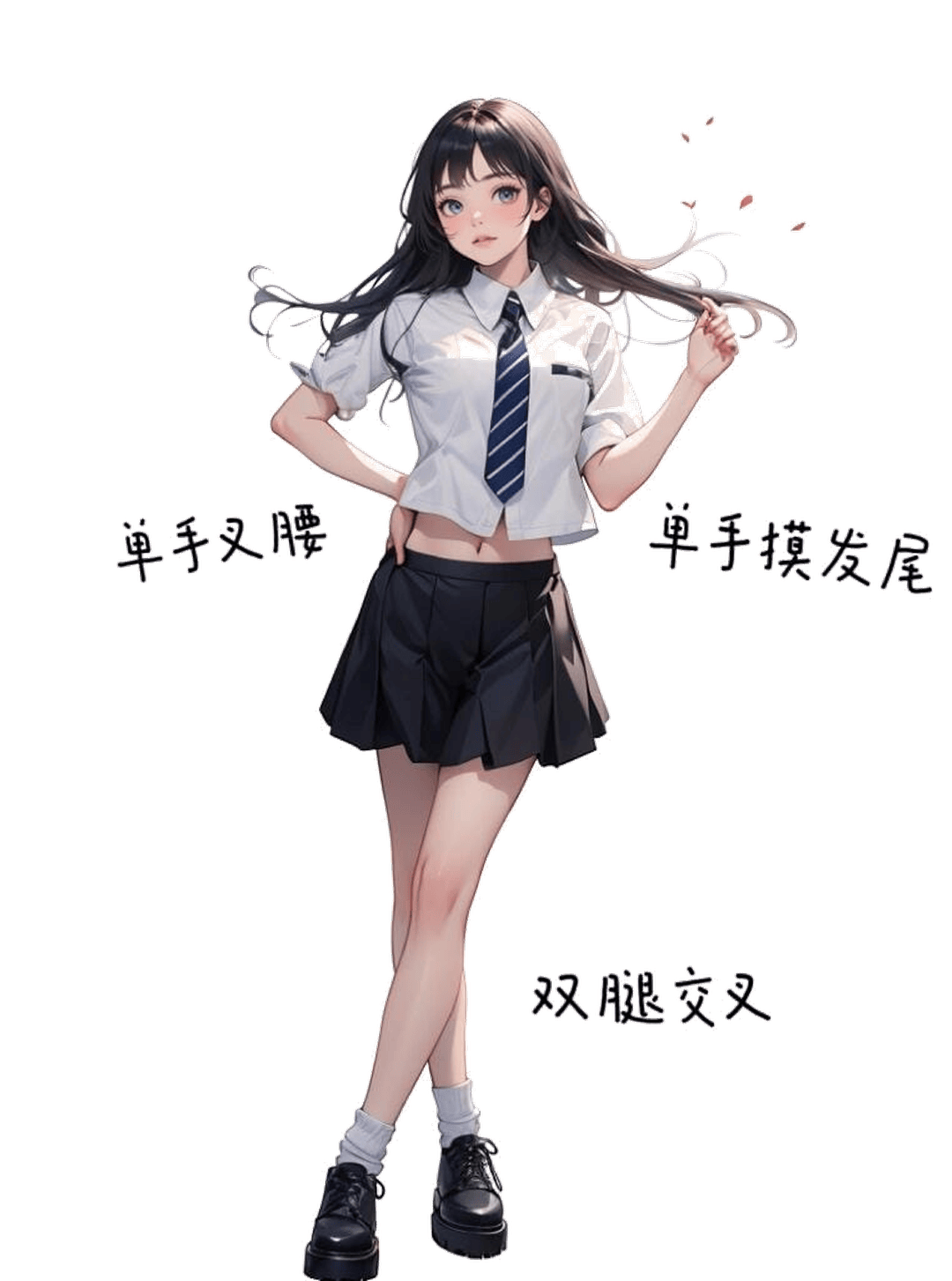 摸发尾站姿